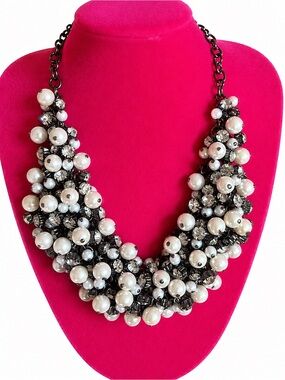 Premier Designs Faux Pearl & Crystal Statement Necklace